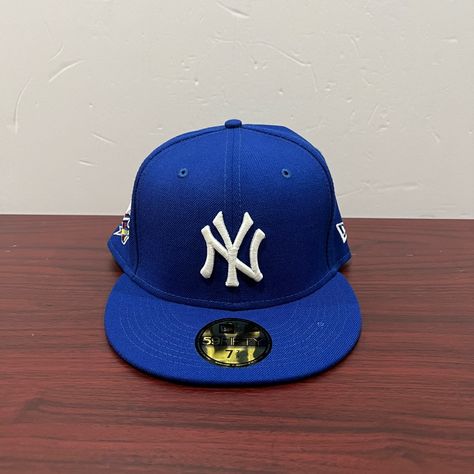 Brand - New Era Hat Model - 59fifty Hat Type - Fitted Team - New York Yankees Color - Blue & White Condition- Brand New Sizes Available; 7 7/8 Blue Ny Hat, Blue Hats, Fitted Hat, Fitted Hats Aesthetic, Ny Hats, Nyc Hat, New Era Baseball Cap, Yankee Hat, Yankee Fitted