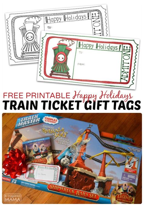 FREE Printable Train Ticket Gift Tag - Perfect for a Train Themes Holiday Gift Ticket Template Free Printables, Ticket Template Free, Train Template, Train Ticket, Holiday Train, Train Theme, Train Gifts, Printable Gift Tags, Free Printable Gift Tags