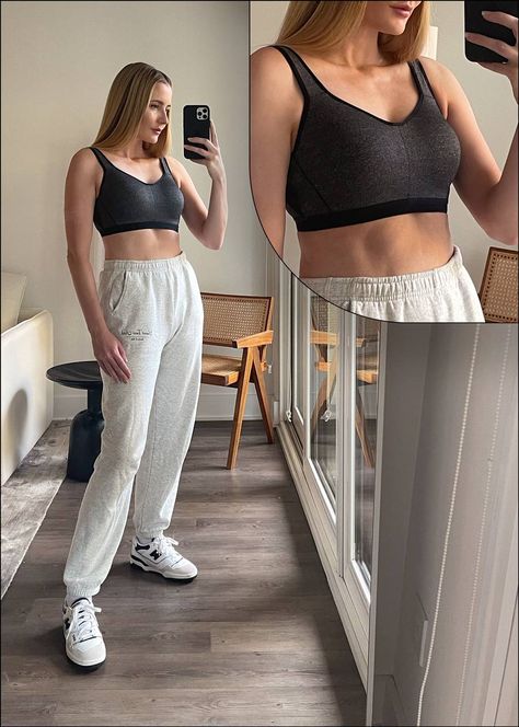 Best Bras to Shop | Who What Wear Best New Balance, White Top Jeans, New Balance Outfit, Blue Trench Coat, Best Bras, Long Black Coat, Sweater Maxi Dress, Vintage Trends, Black Wide Leg Pants