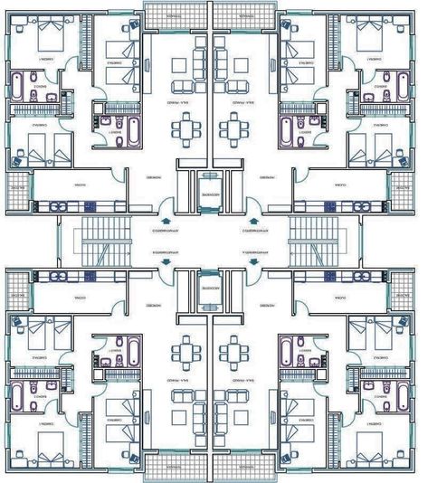 Scda Architects, Residential Building Plan, Building Design Plan, Small Apartment Building, Hotel Floor Plan, Hotel Floor, Building Plans House, Apartment Floor Plans, Architectural Floor Plans