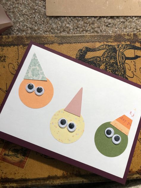 Happy birthday card, homemade handmade google eyes googly eyes birthday hat Googly Eyes Birthday Card, Googly Eye Cards, Google Eyes Crafts, Googly Eyes Crafts, Neice Birthday, Birthday Card Homemade, Googly Eye Crafts, Card Homemade, Google Eyes