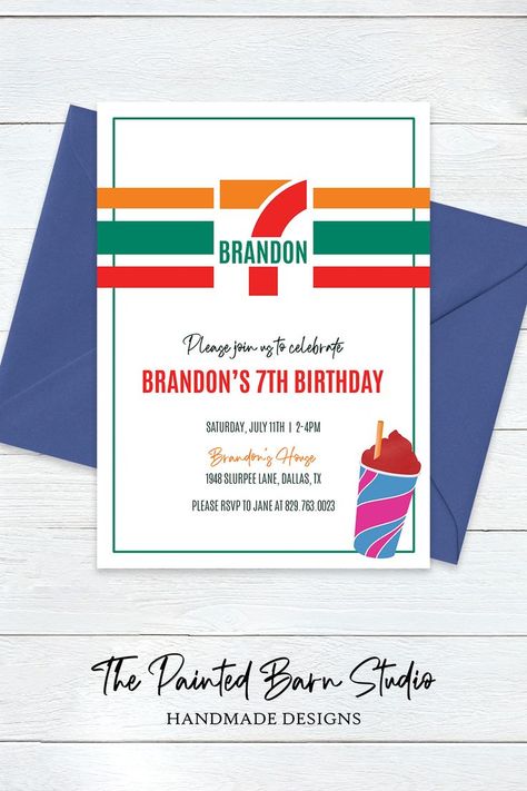 7 11 Party, Eleventh Birthday, Unique Party Themes, Bday Invitations, Welcome Signs, 7 Eleven, 11th Birthday, Theme Party Decorations, Themed Birthday Party