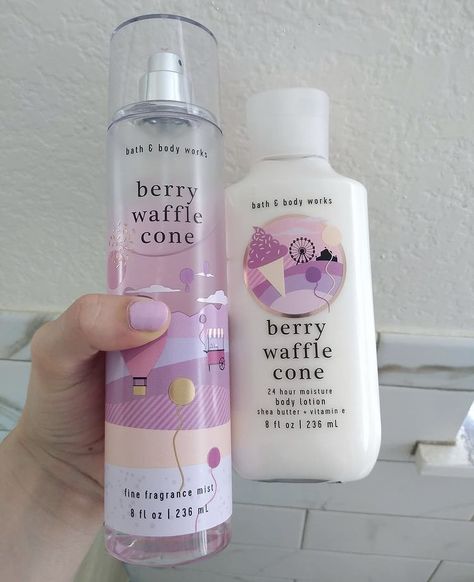 Best Smelling Bath And Body Works, Best Perfumes From Bath And Body Works, Cute Perfumes Aesthetic, Bath And Body Works Lotion Smell Good, Bath And Body Works Aesthetic, Coquette Bath And Body Works, Berry Waffle Cone, Perfume Aesthetic Bath And Body Works, Body Scents