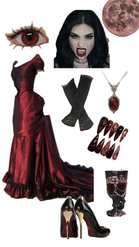 #outfit #halloweenidea #halloween #vampire #vampirecostume Unique Vampire Costume, Vampire Goth Costume, Vintage Vampire Costume, Victorian Vampire Outfit, Vampire Dresses, Casual Vampire Outfits, Vampire Inspired Outfits, Vampire Nurse, Vampire Outfits