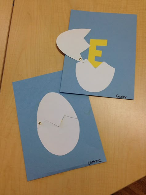 E is for Egg craft Letter E Egg Crafts For Preschoolers, E For Egg Craft, Lowercase E Craft, E Is For Egg Craft Preschool, E Is For Egg Craft, E Letter Craft, Letter E Crafts For Preschool, Oval Art Preschool Craft Ideas, Preschool Letter E Activities