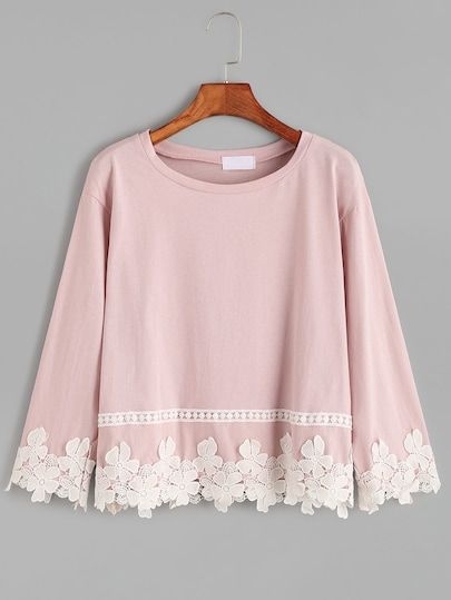 Shop Pink Drop Shoulder Appliques T-shirt online. SHEIN offers Pink Drop Shoulder Appliques T-shirt & more to fit your fashionable needs. Umgestaltete Shirts, Drop Shoulder Blouse, Pink T Shirts, Áo Blu, Fashion Tops Blouse, Trendy Dress Outfits, Home Decoration Ideas, Trendy Fashion Tops, Trendy Home Decor