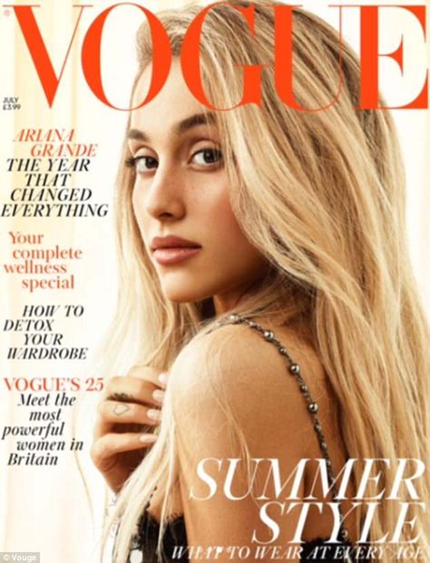 Ariana Grande for UK Vogue: Singer's 'natural' cover look praised | Daily Mail Online Ariana Grande Cover, Ariana Grande 2018, My Sister's Keeper, Ariana Grande Lockscreen, Magazine Front Cover, Celebs Without Makeup, Texture Photoshop, Magazine Wall, Vogue British