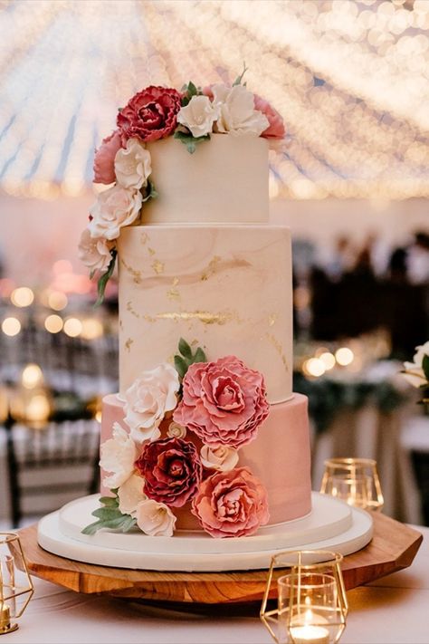 Bella Collina, Floral Wedding Cake, Pink Wedding Cake, Engagement Cakes, Beautiful Wedding Cakes, Tiered Wedding Cake, Wedding Cake Ideas, Wedding Cake Designs, Popular Wedding