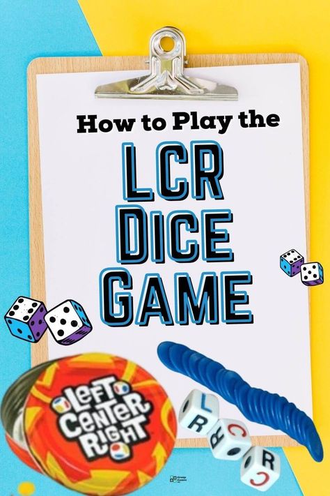 LCR Game Rules & How to Play Lcr Dice Game With Money, Dice Games For Adults With Money, Money Games For Adults, Lcr Dice Game, Indoor Games For Teenagers, Group Games For Teenagers, Fun Kids Party Games, Games To Play Inside, Indoor Games For Toddlers