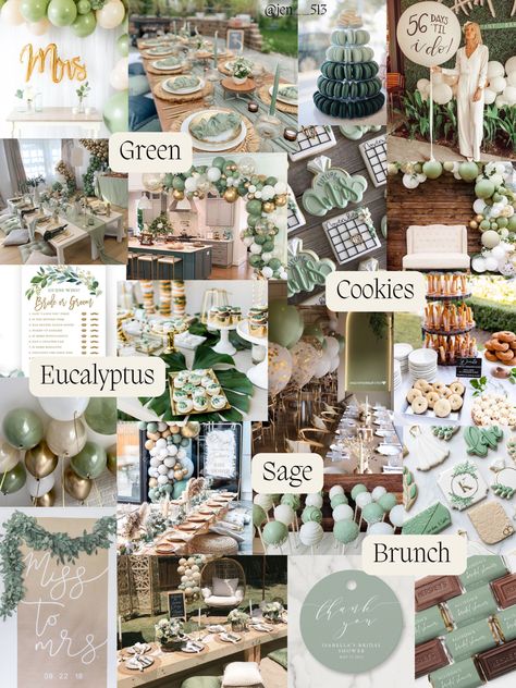 Sage Green Bridal Shower. Brunch. Eucalyptus. Cookies. Decoration. Balloons. Cake Pops. Fun. Spring. Bright. Bride. Miss to Mrs. Games. Bridal Shower Theme Ideas 2023, Eucalyptus Hen Party, Bridal Shower Natural Decor, Earth Tone Bridal Shower Ideas, Earthy Boho Bridal Shower Ideas, Sage Green And Rose Gold Bridal Shower Ideas, Wedding Shower Eucalyptus, Bridal Shower Table Decorations Greenery, Wedding Shower Sage Green