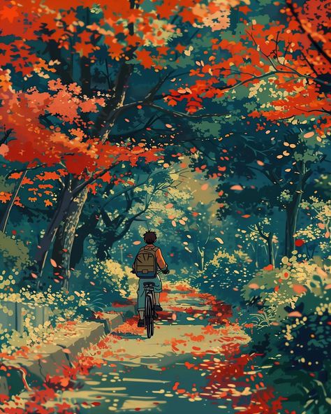 autumn bikeride 🚲🍂 ⠀⠀⠀⠀⠀⠀⠀⠀⠀ 🔗 #chillvibes 🔗 #studioghibli 🔗 #nostalgia 🔗 #animelover 🔗 #cozy 🔗 #goodmood 🔗 #lofi would you ride a bike in a forest like this? Marker Color, Ride A Bike, Image Ideas, Persian Food, Ghibli Art, Colorful Wallpaper, Persian, Cool Art, Iphone Wallpaper