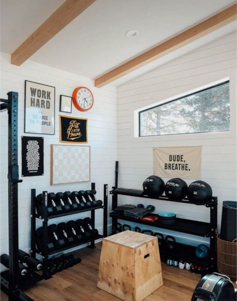 21+ Best Home Gym Design Interior Ideas That Will Motivate You For Success Home Gym Inspiration, Small Home Gym, Gym Design Interior, Home Gym Garage, Nesting With Grace, Shiplap Wall Diy, Basement Gym, Gym Room At Home, Best Home Gym