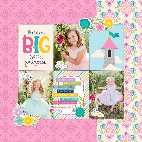 Dream Big Little Princess - Scrapbook.com Princess Scrapbook Ideas, Disney Princess Scrapbooking Layouts, Simple Stories Scrapbooking, Birthday Layout, Daisy Ideas, Scrapbooking Kids, Baby Boy Themes, Baby Layouts