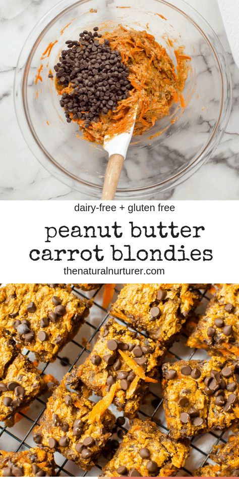 These One-Bowl Peanut Butter Carrot Blondies are rich, super fudgy, and seriously delicious! #vegan #vegandessert #glutenfree #eggfree #dairyfree #veggieloaded #healthydessert Butter Carrots, Gluten Free Peanut Butter, Paleo Treats, Carrot Recipes, Food Ingredients, Gluten Free Treats, Egg Free, Healthy Dessert Recipes, Healthy Baking