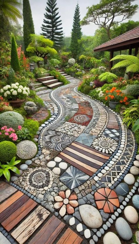 20 Whimsical Pathway Ideas for a Magical Garden 43 Whimsical Pathway, Pathway Ideas, Stone Garden Paths, Stump Removal, Rock Garden Design, Garden Walkway, Garden Decor Projects, Garden Yard Ideas, Magical Garden