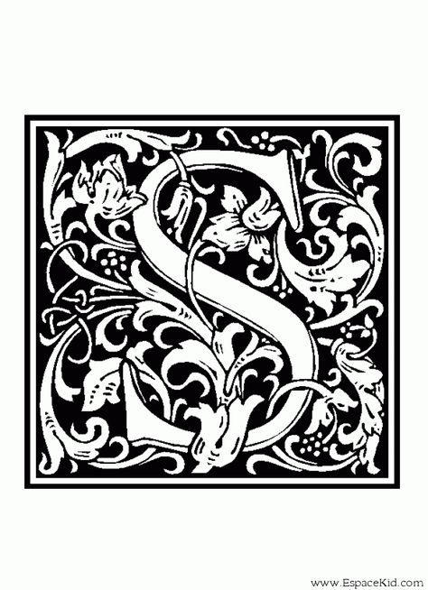 Coloriage Lettre S : coloriages Lettrine Ornamental Lettering, Letter Clipart, Type Fonts, Initial Art, Monogram Art, The Letter S, S Alphabet, Photo Letters, Alfabet Letters