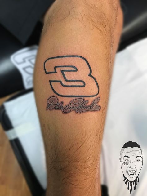 Dale Earnhardt died February 18, 2001 doing something he was passionate about... racing. Had the pleasure of inking this on one of his fans. If you like my work & want to book a consultation appointment or just check out some more of my work, go to tattoojojo.com . You can also leave a review/testimonial. It's greatly appreciated. Thanks!  Tattoo Artist: JoJo Tattoo Shop: Tainted Skin Book Consultation: tattoojojo.com Location: 1176 N Main St Crown Point, IN (Relocating soon: 1414 E North S... Dale Earnhardt Tattoo, Jojo Tattoo, Jr Tattoo, Tattoo Style Drawings, Dale Earnhardt Jr, Tattoo Work, Dale Earnhardt, My Tattoo, Tattoo Shop