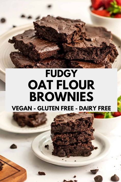 Oat Flour Brownies, Fudgy Vegan Brownies, Vegan Gluten Free Brownies, Banana Diaries, Vegan Brownies Recipe, Dairy Free Brownies, Vegan Brownies, Healthy Brownies, Vegan Brownie