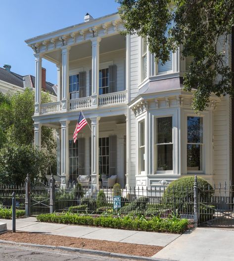 Holiday Home Tour: 1312 First Street | Preservation Resource Center of New Orleans American Colonial Architecture, New Orleans Mansion, New Orleans Style Homes, Walking A Dog, Glass Wall Systems, Holiday Home Tour, Mansion Floor Plan, New Orleans Homes, Garden District