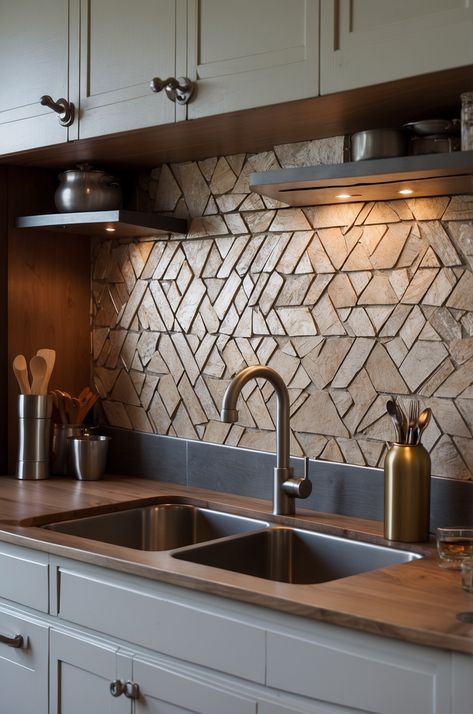 29 Unique Kitchen Backsplash Ideas You Must Try » Comfy Ideas Rustic Backsplash Kitchen, Kitchen Walls Ideas, Behind Stove Backsplash Ideas, Short Backsplash, Natural Stone Backsplash Kitchen, Slate Kitchen Backsplash, Kitchen Backsplash Ideas Brown Cabinets, Behind Stove Backsplash, Unique Kitchen Backsplash Ideas