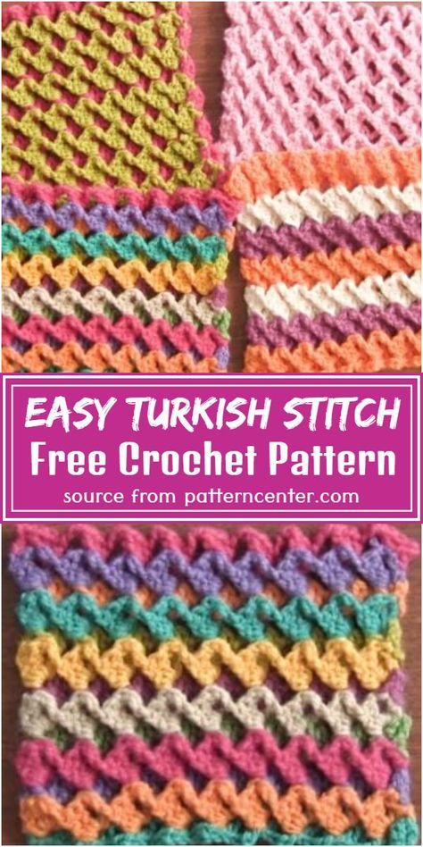 Free Crochet Turkish Stitch Patterns | Crochet Patterns Turkish Granny Square Pattern, Turkish Crochet Patterns, Turkish Crochet, Turkish Crochet Stitch, Varigated Crochet Patterns Free, Lotus Stitch Crochet, Crochet Moroccan Tile Afghans, Lotus Flower Crochet Stitch, Crochet Granny Stitch