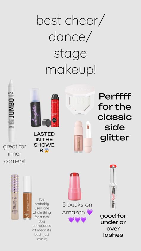 Cheer Comp Makeup, Cheerleading Makeup, Competition Makeup, Cheer Makeup, Cheerleading Hairstyles, Dance Stage, Competitive Cheer, Makeup Step By Step, Cheer Dance