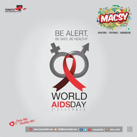 Be alert, be safe, be healthy WORLD AIDS DAY..! #macsy #namkeen #instafood #Snacks #masala #snack #fryums #WorldAIDSDay #WAD2018 #WAD #KnowYourStatus #HIV #WorldAIDSDay2018 #AIDS #stopstigma #WorldHIVDay World Aids Day Creative, World Aids Day Creative Ads, Poster Competition, International Days, Coffee Artwork, Aids Awareness, Real Estate Marketing Design, Happy Birthday Design, Aids Day