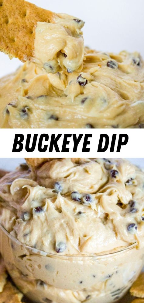 Gameday Desserts, Buckeye Dip, Buckeye Dessert, Easy Tailgate Food, Football Desserts, Tailgate Desserts, Superbowl Desserts, Tailgate Snacks, Dessert Dip