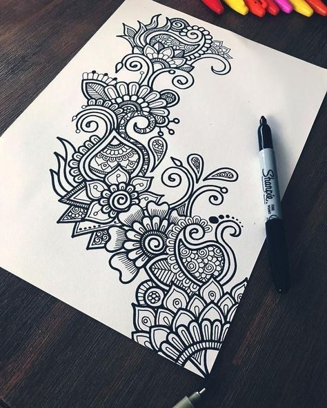 Modele Zentangle, Stylo Art, Sharpie Drawings, Arte Doodle, Mandala Doodle, Easy Mandala Drawing, Drawing Hands, Mandala Art Therapy, Mandala Design Pattern