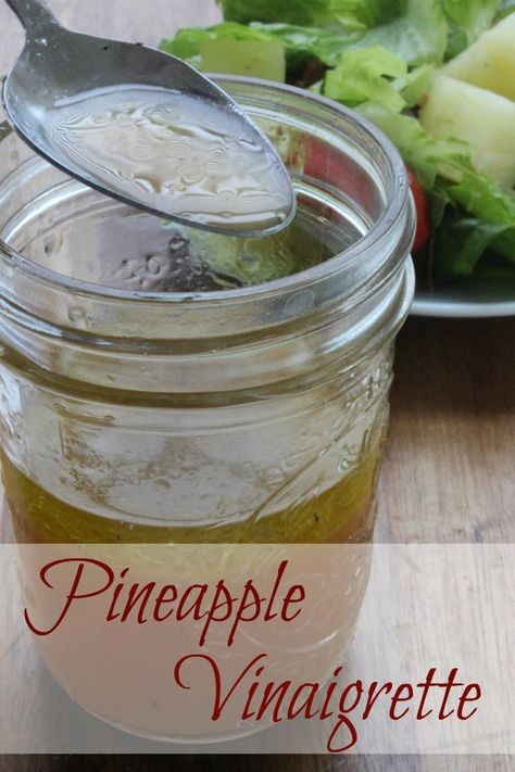 Pineapple Vinaigrette - BargainBriana Healthy Dressing Recipes, Salad Homemade, Homemade Dressings, Healthy Dressing, Healthy Salad Dressing, Vegan Salads, Homemade Salads, Sauces And Dressings, Homemade Salad Dressing