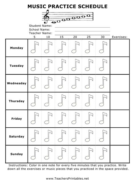 Piano Practice Sheet, Instrument Practice Chart, Piano Practice Chart Printables Free, Music Practice Chart, Piano Practice Chart, Ukulele Practice, Practice Schedule, Piano Teaching Games, Popular Piano Sheet Music