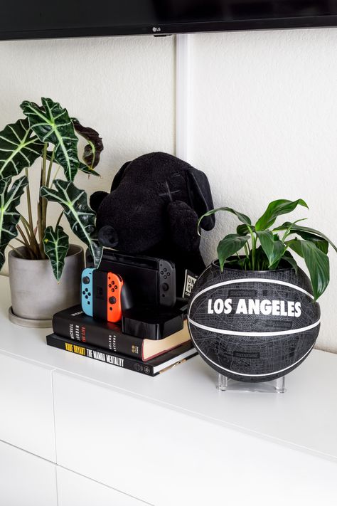 hype up your video game set up with decor and plants Hypebeast Room Ideas, Hypebeast Apartment, Hypebeast Bedroom, Basketball Planter, Graphic Map, Planter With Stand, Hypebeast Room, Men Apartment, Love Basketball