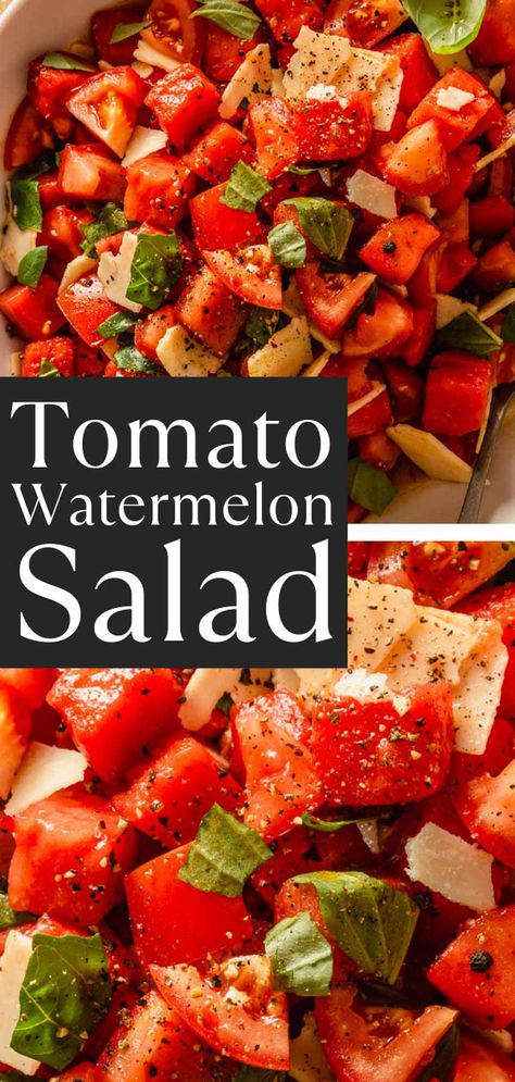 Simple Tomato and Watermelon Salad Interesting Salads, Sour Cream Potato Salad, Cucumber Watermelon Salad, Sour Cream Potatoes, Watermelon Salad Recipes, Salad Simple, Zesty Salad, Grilled Chicken Tenders, Tomato Salad Recipes