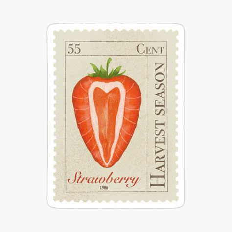 Get my art printed on awesome products. Support me at Redbubble #RBandME: https://www.redbubble.com/i/sticker/Vintage-Strawberry-stamp-by-NirHevlin/161630609.EJUG5?asc=u Strawberry Sticker Aesthetic, Fruit Stickers Aesthetic, Stickers To Print Aesthetic, Cute Stickers To Print, Strawberry Collage, Cute Stickers Printable, Aesthetic Stickers Vintage, Strawberry Printable, Stickers For Print