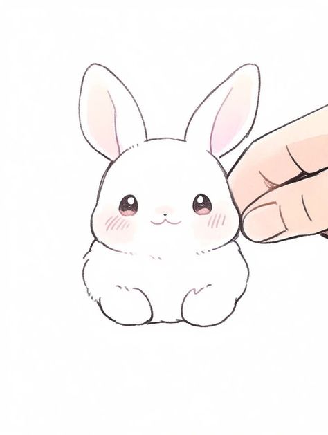 Cute Bunny Drawing Kawaii, Kawaii Bunny Drawing, Bunny Head Drawing, Cute Bunny Doodle, Cute Chibi Bunny, Cute Bunny Sketch, Cute Rabbit Drawing, Easy Bunny Drawing, Cute Bunny Drawing