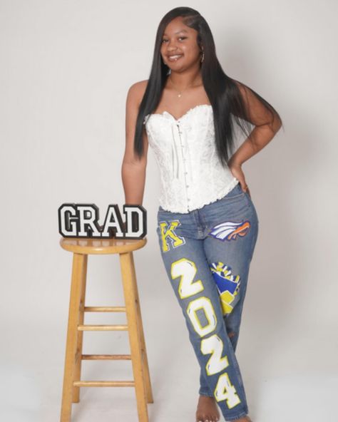 Who The Baddest Senior? Not You! 5☆#senioryear🎓🎀 Senior Painted Jeans, Cap Ideas, The Baddest, Painted Jeans, April 29, Photoshoot Outfits, Paint Ideas, Senior Year, Paint