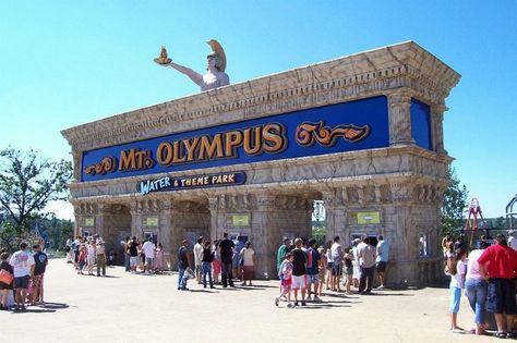 Mt. Olympus Water & Theme Park Dells Wisconsin, Mt Olympus, Water Theme Park, Tree House Plans, Free Tickets, Mount Olympus, Go Greek, Wisconsin Dells, Entrance Design