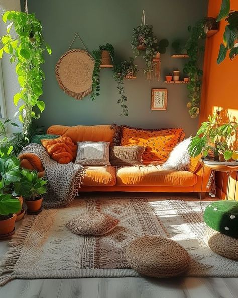 ᅠ (@sehviyat) on X Stylish Living Room Ideas, Eccentric Home, Space Home Decor, Soft Autumn Color Palette, Autumn Color Palette, Purple Living Room, Earthy Living Room, Orange Rooms, Sage Green Walls