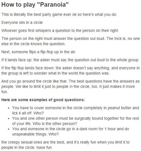 How To Play Paranoia, How To Play What Are The Odds, Paranoia Game Questions, Paranoia Game, Sleepover Stuff, Random Games, Sleepover Games, 2024 Ideas, Three Musketeers