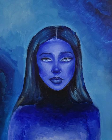 #blue #painting #portraitart #art Blue Person Painting, Blue Person, Blue Portrait, Woman Illustration, Blue Painting, Visual Diary, Acrylic Art, Portrait Art, Art Inspo