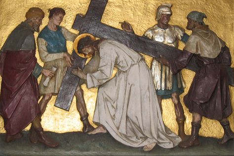 jesus carrying the cross | We adore you O Christ and we bless you Jesus Carrying Cross, Carrying Cross, Gospel Of Mark, Way Of The Cross, Stations Of The Cross, Cross Art, Kingdom Of Heaven, Jesus Images, Holy Week