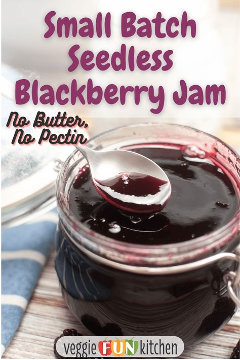 Indulge in the rich, velvety texture of our small batch seedless blackberry jam, a luscious spread that captures the essence of ripe, juicy blackberries in every spoonful. Crafted with meticulous care, this vegan delight is free from any animal products ensuring that the pure, fruit-forward flavor shines through without the use of butter. We've harnessed the natural thickness of blackberries to create a perfectly set jam without the need for pectin, offering you a cleaner, more intense berry tas Blackberry Jam No Pectin, Seedless Blackberry Jam, Blackberry Jam Recipes, Lemon Juice Uses, Vegan Recipes Beginner, Blackberry Jam, Fun Kitchen, Jam And Jelly, How To Make Jam