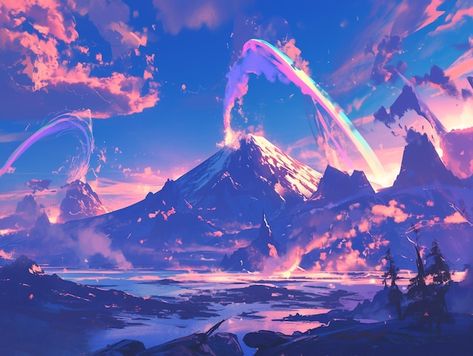 Free photo fantasy magic landscape | Free Photo #Freepik #freephoto Magical Landscape Art, Fantasy Landscape Art Magic, Magical Mountain, Magical Background Landscape, Fantasy Landscape Mountains, Fantasy Landscape Pc Wallpaper, Fantasy Landscape Art Computer Wallpaper, Fantasy Landscape Computer Wallpaper, Anime Wizard