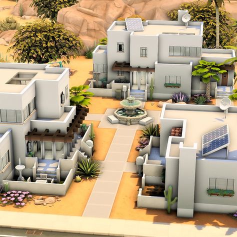 Sims 4 Lots No Cc, Houses Layout, Sims 4 Houses Layout, Oasis Springs, Desert Bloom, Sims Houses, Sims 4 House Building, Sims 4 Children, Adobe House