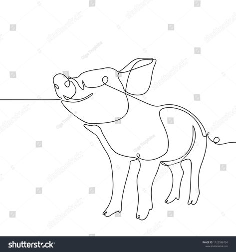 Pig Black And White, White Pig, Flying Pigs, Body Outline, Black And White Vector, One Line Drawing, Flying Pig, Card Templates, Pigs