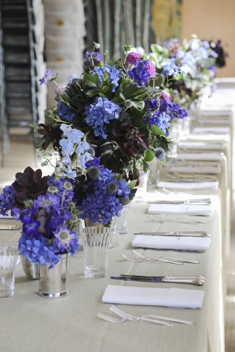 Purple And Blue Centerpieces, Purple Wedding Flowers Centerpieces, Chrysanthemum Wedding, Purple White Wedding, Purple Flower Arrangements, Blue Flower Arrangements, Purple Reception, Blue Green Wedding, Summer Flower Arrangements