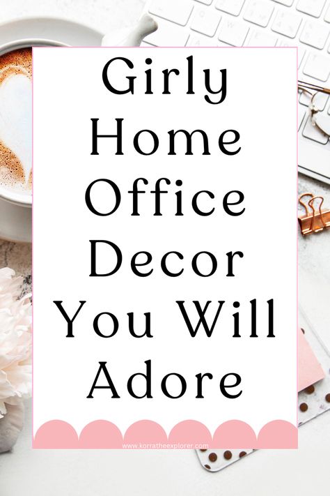 Girly home office decor you will love! Cute and feminine home office decor finds! Pretty Office Decor, Pink Boho Office Decor, Home Office Decor Ideas For Women, Grey Office Ideas, Cute Home Office Ideas, Feminine Home Office Classy, Office Decor Ideas For Women, Feminine Office Space, Female Office Decor