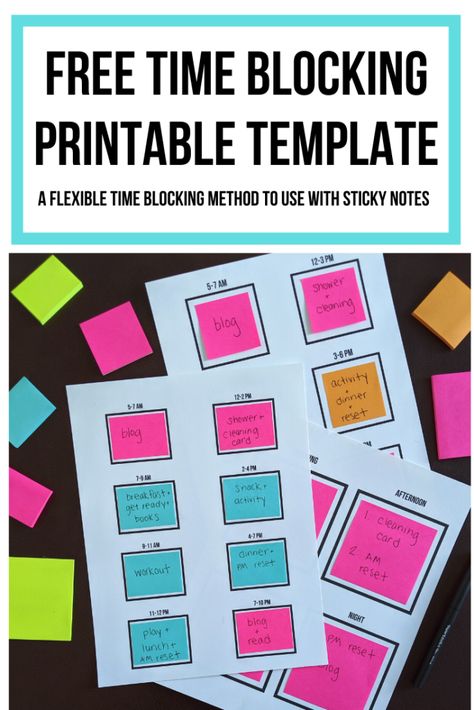 Sticky Note Time Blocking Printable Template – Let's Live and Learn Use Sticky Notes, Time Blocking Printable, Brain Dumping, Notes Plan, Organizing Time Management, Diy Diary, Block Scheduling, Sticky Note Planner, Diy Back To School