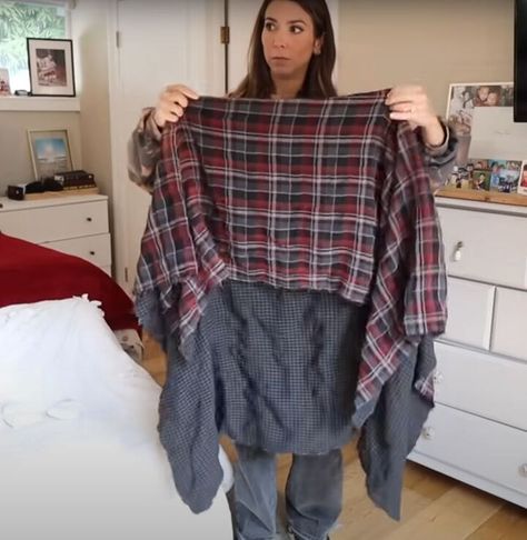 This tutorial will show you how to create a stylish, layered plaid DIY skirt, with no pattern required. Learn how to DIY a plaid skirt in this step-by-step tutorial. Plaid Flannel Skirt, Flannel Shirt Skirt, Flannel Skirt Pattern, Diy Plaid Skirt, How To Make A Skirt, Plaid Diy, Skirt For Fall, Diy Skirts, Cuadros Diy