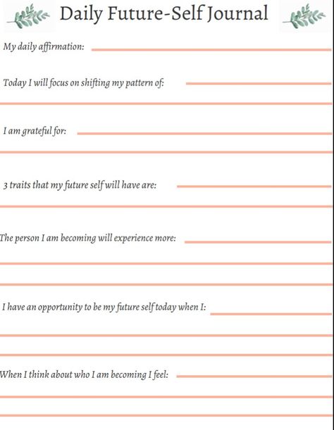 3/3 future self daily journal prompt Self Template, Future Self Journal, Self Journal, Letter To Future Self, Pagan Life, Emotional Education, Self Esteem Worksheets, Holistic Psychologist, Self Care Worksheets